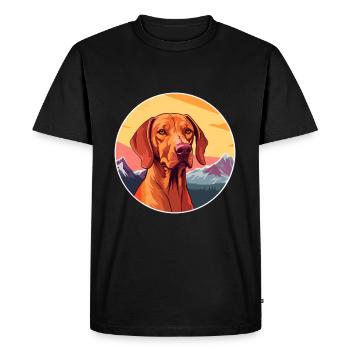 Hungarian Vizsla Dog Breed Cartoon Kawaii Watercol - Men's Premium Organic T-Shirt - black - Front - Nico (187cm)