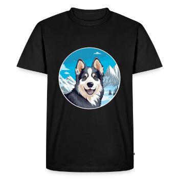 Hygenhund chien race dessin animé Kawaii aquarelle - T-shirt Premium bio Homme - noir - Devant - Nico (187cm)