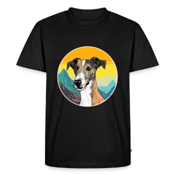 Lurcher chien race dessin animé Kawaii aquarelle - T-shirt Premium bio Homme - noir - Devant - Nico (187cm)