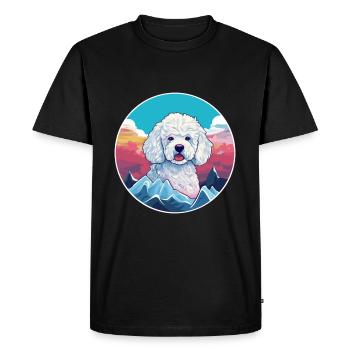 Caniche chien race dessin animé Kawaii aquarelle - T-shirt Premium bio Homme - noir - Devant - Nico (187cm)