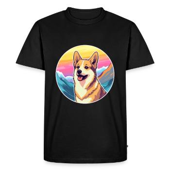 Norvégien Lundehund chien race dessin animé kawaii eau - T-shirt Premium bio Homme - noir - Devant - Nico (187cm)