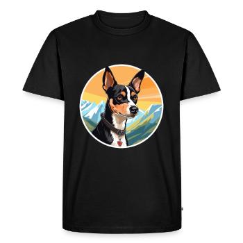 Rat Terrier Dog Breed Cartoon Kawaii Watercolor - Men's Premium Organic T-Shirt - black - Front - Nico (187cm)