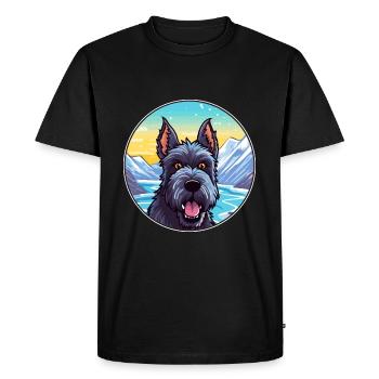 Terrier écossais race chien dessin animé Kawaii Watercol - T-shirt Premium bio Homme - noir - Devant - Nico (187cm)