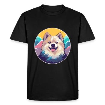 Spitz chien race dessin animé Kawaii aquarelle - T-shirt Premium bio Homme - noir - Devant - Nico (187cm)