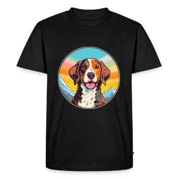 Tyroler Bracke chien race dessin animé Kawaii aquarelle - T-shirt Premium bio Homme - noir - Devant - Nico (187cm)