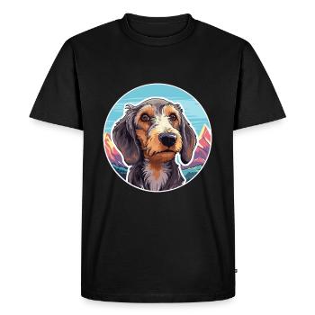 Wirehaired Dachshund Dog Breed Cartoon Kawaii Wate - Men's Premium Organic T-Shirt - black - Front - Nico (187cm)
