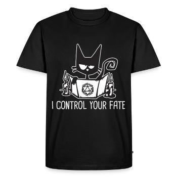 I CONTROL YOUR FATE Funny Role Playing Cat RPG - T-shirt Premium bio Homme - noir - Devant - Nico (187cm)