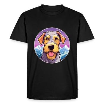 Airedale Terrier chien race dessin animé Kawaii Watercol - T-shirt Premium bio Homme - noir - Devant - Nico (187cm)