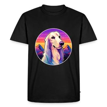 Afghan Hound chien race dessin animé Kawaii aquarelle - T-shirt Premium bio Homme - noir - Devant - Nico (187cm)