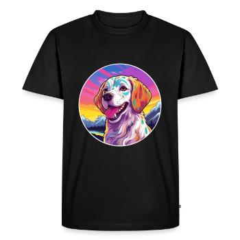 Akbash Dog Breed Cartoon Kawaii Watercolor - Men's Premium Organic T-Shirt - black - Front - Nico (187cm)
