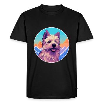 Berger Picard chien race dessin animé Kawaii aquarelle - T-shirt Premium bio Homme - noir - Devant - Nico (187cm)