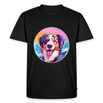 Alano Español chien race dessin animé Kawaii aquarelle - T-shirt Premium bio Homme - noir - Devant - Nico (187cm)