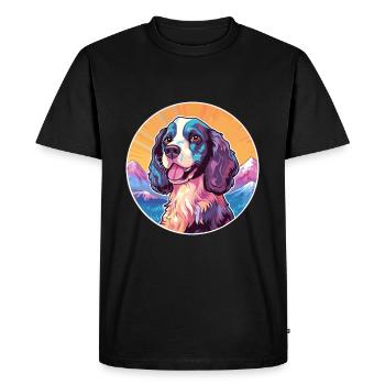Alpine Spaniel Dog Breed Cartoon Kawaii Watercolor - Men's Premium Organic T-Shirt - black - Front - Nico (187cm)