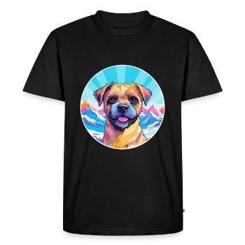 Border Terrier chien race dessin animé Kawaii aquarelle - T-shirt Premium bio Homme - noir - Devant - Nico (187cm)