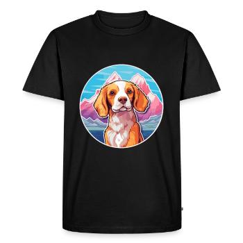 Épagneul breton chien race dessin animé Kawaii Watercol - T-shirt Premium bio Homme - noir - Devant - Nico (187cm)