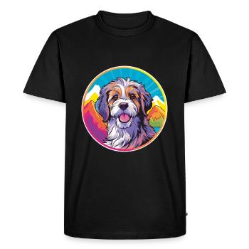 Chien de berger catalan race de chien dessin animé Kawaii Watercol - T-shirt Premium bio Homme - noir - Devant - Nico (187cm)