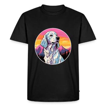 English Setter Dog Breed Cartoon Kawaii Watercolor - Men's Premium Organic T-Shirt - black - Front - Nico (187cm)