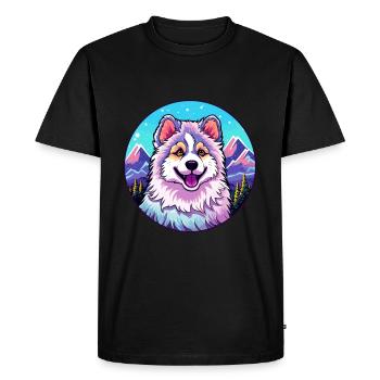 Chien esquimau canadien race Cartoon Kawaii Watercolo - T-shirt Premium bio Homme - noir - Devant - Nico (187cm)