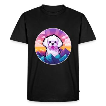 Bichon Frise chien race Cartoon Kawaii aquarelle - T-shirt Premium bio Homme - noir - Devant - Nico (187cm)