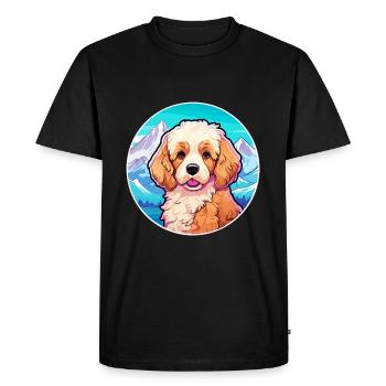 Cavapoo chien race dessin animé Kawaii aquarelle - T-shirt Premium bio Homme - noir - Devant - Nico (187cm)