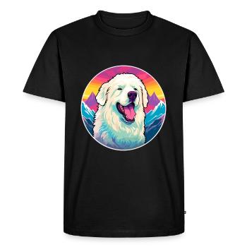 Grande race de chien des Pyrénées dessin animé Kawaii aquarelle - T-shirt Premium bio Homme - noir - Devant - Nico (187cm)