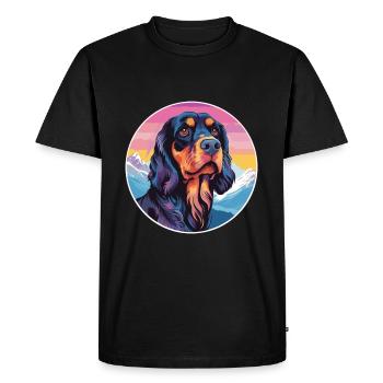 Gordon Setter chien race dessin animé Kawaii aquarelle - T-shirt Premium bio Homme - noir - Devant - Nico (187cm)
