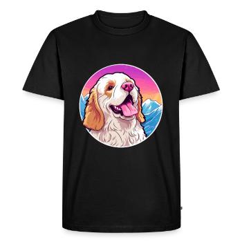 Clumber Épagneul chien race Cartoon Kawaii Watercolo - T-shirt Premium bio Homme - noir - Devant - Nico (187cm)
