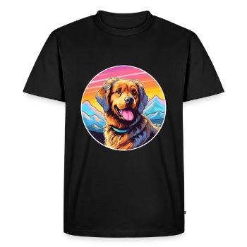 Hovawart chien race dessin animé Kawaii aquarelle - T-shirt Premium bio Homme - noir - Devant - Nico (187cm)