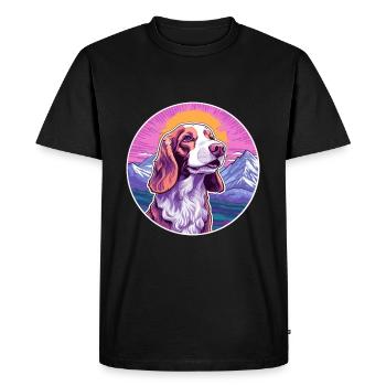 Irlandais rouge et blanc Setter chien race Cartoon Kawai - T-shirt Premium bio Homme - noir - Devant - Nico (187cm)
