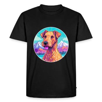 Irish Terrier chien race Cartoon Kawaii aquarelle - T-shirt Premium bio Homme - noir - Devant - Nico (187cm)
