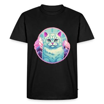 Chat d’argent britannique coloré dessin animé aquarelle malade - T-shirt Premium bio Homme - noir - Devant - Nico (187cm)