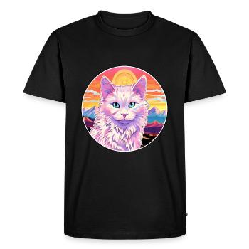 Chat Angora Turc Coloré Dessin Animé Aquarelle Ill - T-shirt Premium bio Homme - noir - Devant - Nico (187cm)