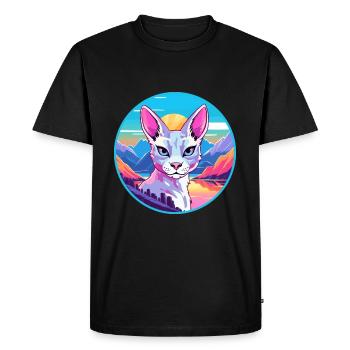 Chat Oriental Coloré Dessin Animé Aquarelle Illustrat - T-shirt Premium bio Homme - noir - Devant - Nico (187cm)