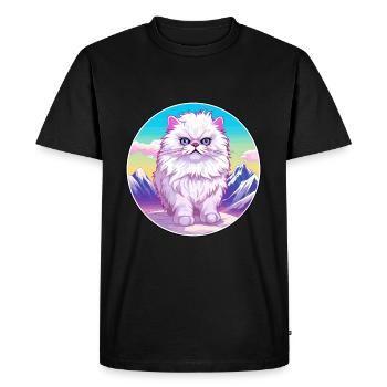 Chat persan coloré dessin animé aquarelle illustrati - T-shirt Premium bio Homme - noir - Devant - Nico (187cm)