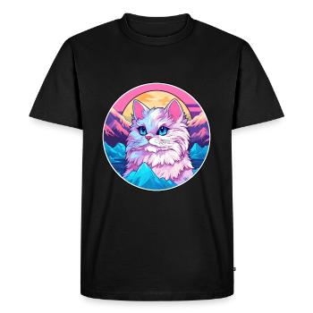 Ragamuffin chat coloré dessin animé aquarelle illustration - T-shirt Premium bio Homme - noir - Devant - Nico (187cm)
