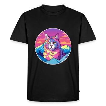 Selkirk Rex chat coloré dessin animé aquarelle Illust - T-shirt Premium bio Homme - noir - Devant - Nico (187cm)