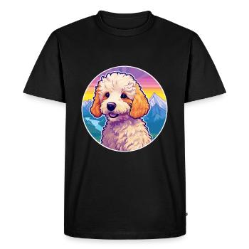 Jouet caniche chien race dessin animé Kawaii aquarelle - T-shirt Premium bio Homme - noir - Devant - Nico (187cm)