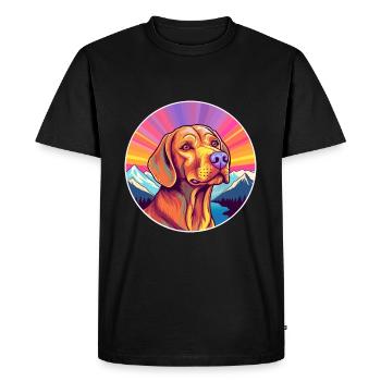 Vizsla Dog Breed Cartoon Kawaii Watercolor - Men's Premium Organic T-Shirt - black - Front - Nico (187cm)