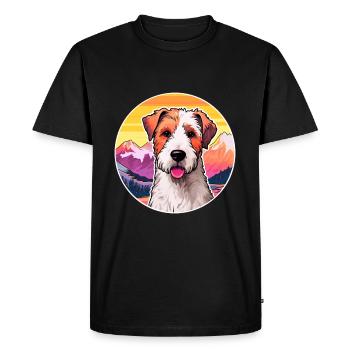 Fil Fox Terrier chien race Cartoon Kawaii Watercol - T-shirt Premium bio Homme - noir - Devant - Nico (187cm)