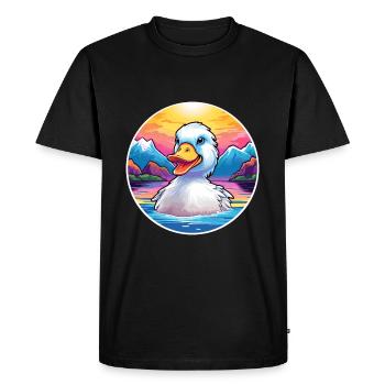 Canard Aquarelle Dessin Animé Kawaii Animal De Compagnie Coloré - T-shirt Premium bio Homme - noir - Devant - Nico (187cm)