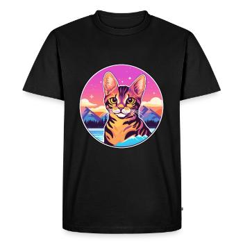 Chat du Bengale coloré dessin animé aquarelle Illustratio - T-shirt Premium bio Homme - noir - Devant - Nico (187cm)