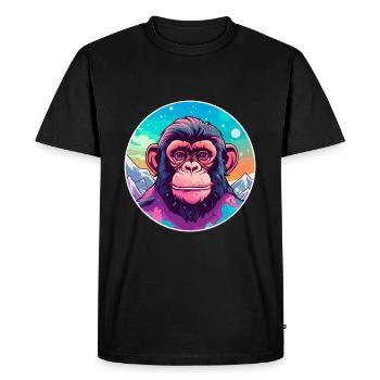 Chimpanzé aquarelle dessin animé kawaii animal de compagnie Co - T-shirt Premium bio Homme - noir - Devant - Nico (187cm)