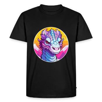 Dragon Aquarelle Dessin Animé Kawaii Animal De Compagnie Colorf - T-shirt Premium bio Homme - noir - Devant - Nico (187cm)
