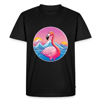 Flamingo Watercolor Cartoon Kawaii Pet Animal Colo - Men's Premium Organic T-Shirt - black - Front - Nico (187cm)