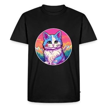 Bambino Cat Coloré Dessin Animé Aquarelle Illustrati - T-shirt Premium bio Homme - noir - Devant - Nico (187cm)