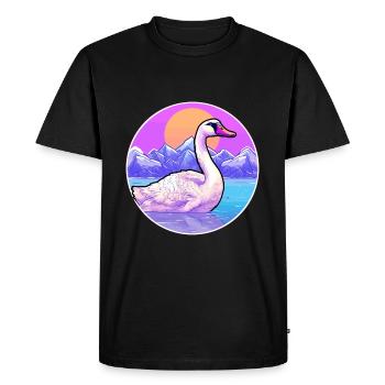 Oie Aquarelle Dessin Animé Kawaii Animal De Compagnie Colorfu - T-shirt Premium bio Homme - noir - Devant - Nico (187cm)