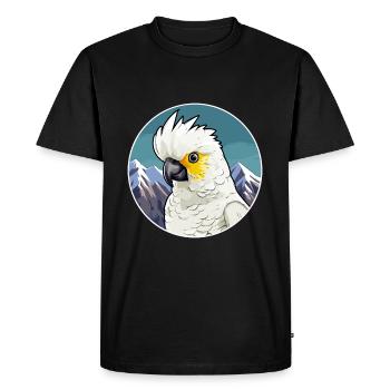 Cockatoo Watercolor Cartoon Kawaii Pet Animal Colo - Men's Premium Organic T-Shirt - black - Front - Nico (187cm)