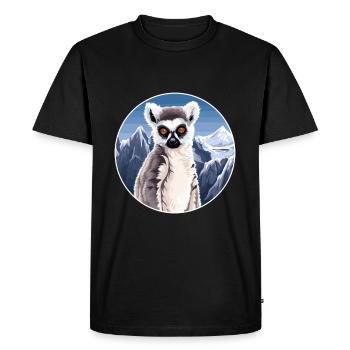 Lémurien Aquarelle Dessin Animé Kawaii Animal Animal Colorfu - T-shirt Premium bio Homme - noir - Devant - Nico (187cm)