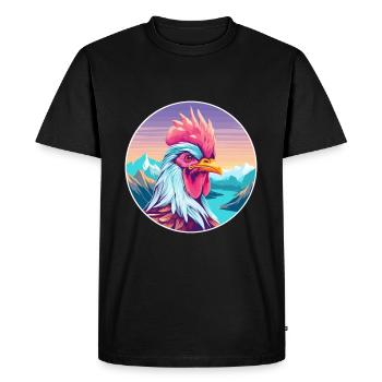 Coq Aquarelle Dessin Animé Kawaii Animal De Compagnie Animal Couleur - T-shirt Premium bio Homme - noir - Devant - Nico (187cm)