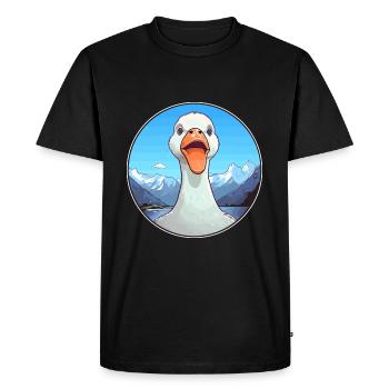 Oie Aquarelle Dessin Animé Kawaii Animal De Compagnie Colorfu - T-shirt Premium bio Homme - noir - Devant - Nico (187cm)